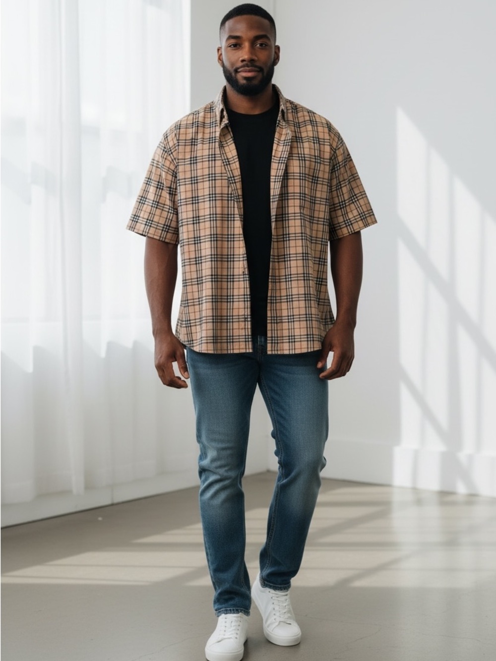Burberry Plaid Men’s Button Down Shirt, Size Large, EUC